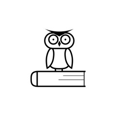 Owl on the book, logo, education emblem icon