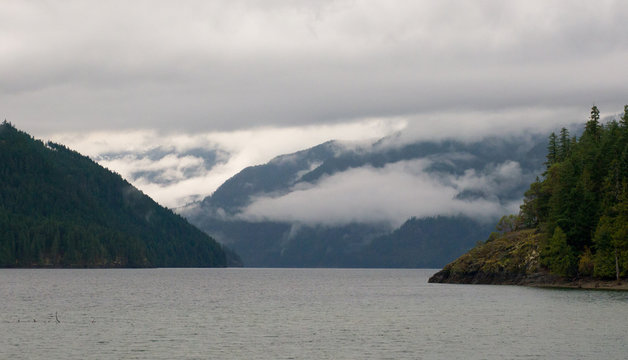 a mountain view looking out over Comox Lake