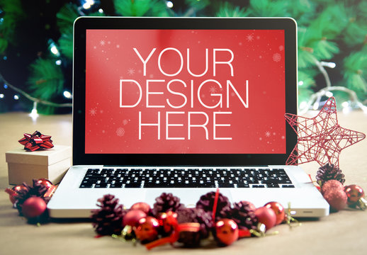 Christmas Laptop Mockup