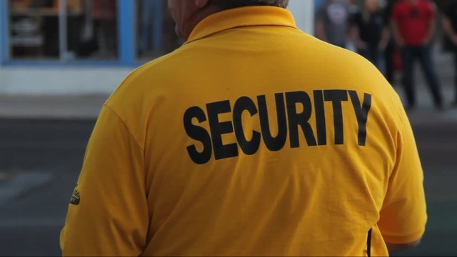 A city security guard from behind
