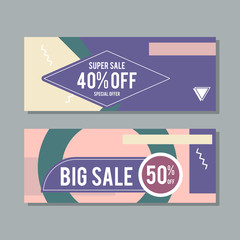 Big Sale modern banner in the Memphis style