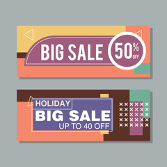 Big Sale modern banner in the Memphis style