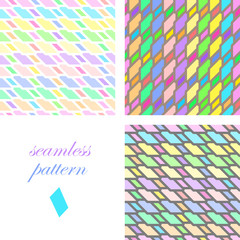 Seamless bright festive pattern of iridescent diagonal and horizontal stripes of equal thickness, forming quadrilaterals for the holiday or congratulations