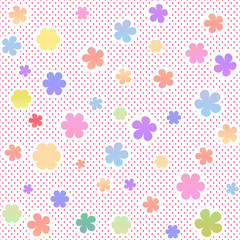 Pastel seamless texture with flowers and small dots