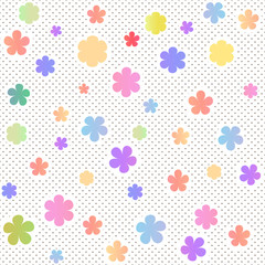Pastel seamless texture with flowers and small dots