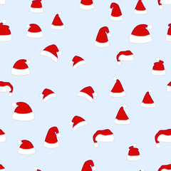 Seamless pattern with Santa hats. Vector