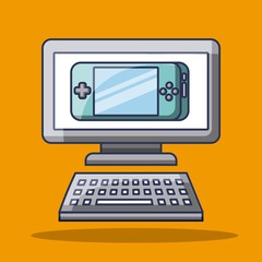 gadget computer and cosole playing technology vector illustration