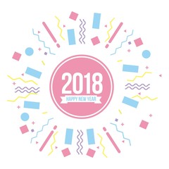 happy new year 2018 poster greeting banner pastel color design vector illustration