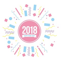 happy new year 2018 poster greeting banner pastel color design vector illustration