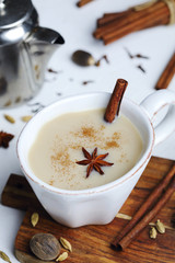 Traditional indian masala chai tea with spices