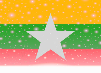 burma flag on christmas background