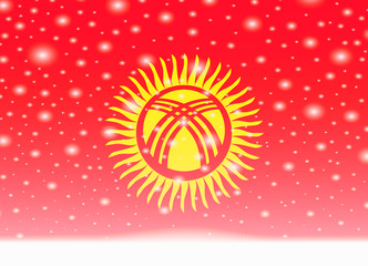 kyrgyzstan flag on christmas background