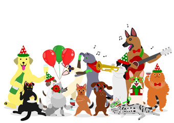 Christmas cats and dogs group