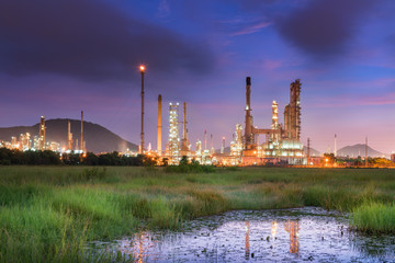 Refinery oil and gas plant at twilight
