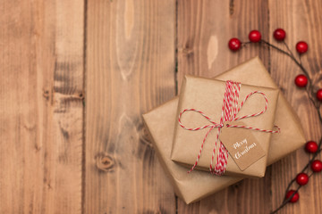 Christmas background with wrapped gifts