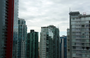 Fototapeta na wymiar Skyline of Vancouver downtown from West Hastings Street