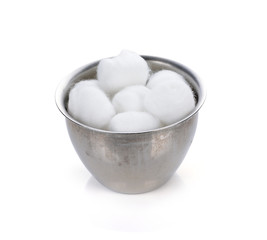 Cotton wool container on white background.