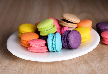 Fresh french colourful macaroons or macarons