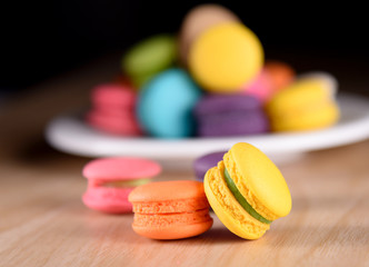 Fresh french colourful macaroons or macarons