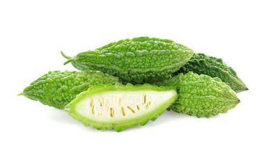 Bitter melon, Bitter gourd on white background