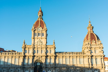 Fototapeta premium A Coruna Town Hall located on Maria Pita Square in Galicia, Spain.