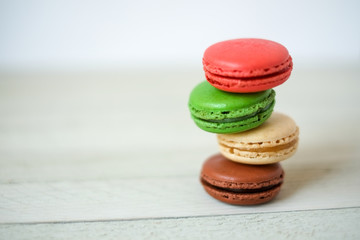 macaroon on wood background.