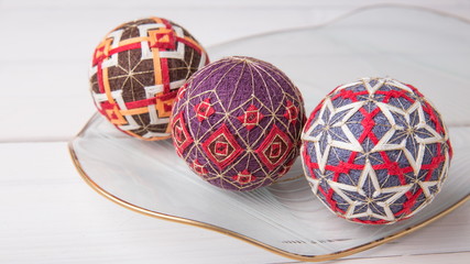 Temari balls, a handicraft ball in traditional Japanese style.