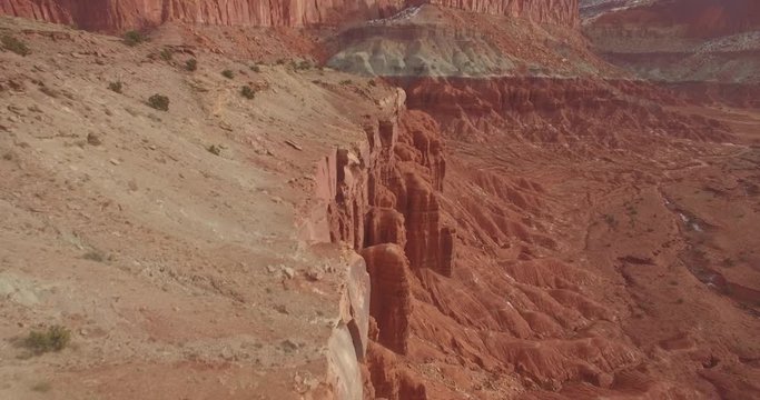 Aerial pan over Capitol Reef National Park in Utah