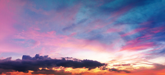 Fototapeta na wymiar Panorama of twilight sky and cloud at sunset over the city