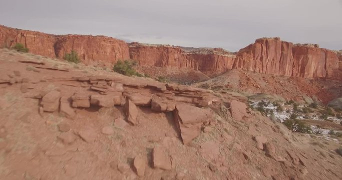 Aerial reveal of Capitol Reef National Park in Utah