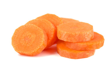 Naklejka na ściany i meble Fresh raw carrot isolated on a white background. Fresh vegetables. Sliced carrot isolated.