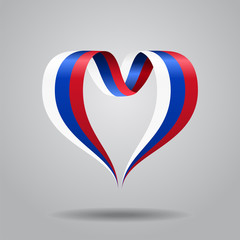 Russian flag heart-shaped ribbon. Vector illustration.