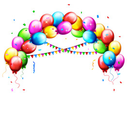 Vector illustration of Balloons and confetti for parties birthday