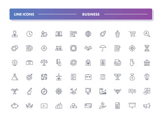 Set of 60 line icons. Business