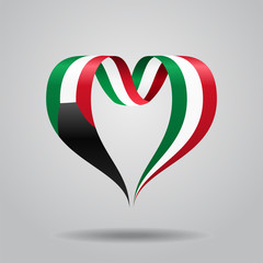 Kuwaiti flag heart-shaped ribbon. Vector illustration.