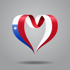 Chilean flag heart-shaped ribbon. Vector illustration.