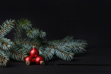 Fir tree and balls glass