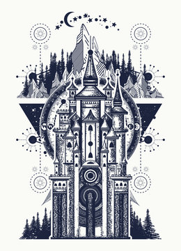 Magic Castle Tattoo Template Digital Download
