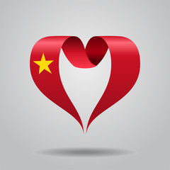 Vietnamese flag heart-shaped ribbon. Vector illustration.