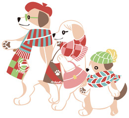 2018年　戌年　犬の親子　ショッピング