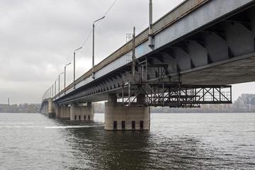 Fragment of the South Bridge across the Dnieper River in the city of the Dnieper