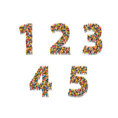 Group of people standing in different digital figures