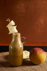 Fresh fruit smoothie with peach and melon