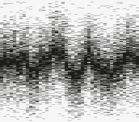 Monochrome abstract vector illustration. Advanced big data analytics. Modern visualization of a complex informational system. Graphic representation of random wave distribution. Element of design.