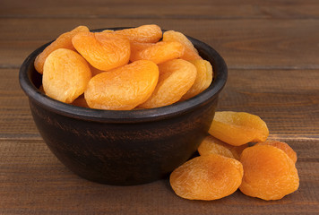 Dried apricots in the bowl