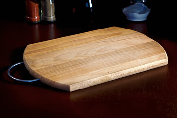 Background for placing dishes, wooden cutting Board on the table