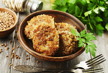 Vegetarian cutlets of  buckwheat