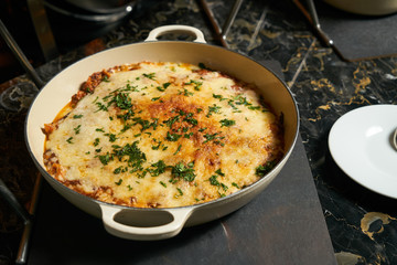 Julienne with champignons mushrooms