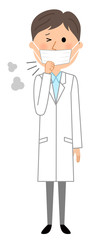 白衣の男性　体調不良