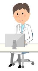 白衣の男性　PC